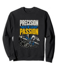 Sweet Machinist Gift For Him Featuring Vise Gauge Square Tools And CNC Setup Gear With A Classic Fit Crewneck in black with graphic design.