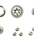 Disassembled view of 6-22V 200W DC Planet Gear Motor High Torque 90kgcm Beefy Metal Geared Motor components and gears