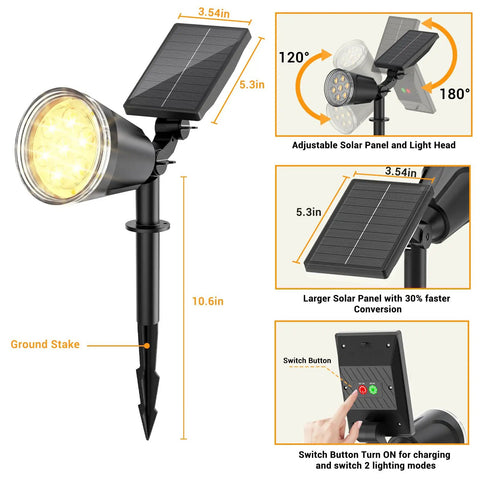 Heavy Duty Solar Spot Lights Outdoor Waterproof Featuring Slick Adjustable Heads And Boss Tier Battery Life For Smooth Garden Yard And Walkway Landscape Accent Lighting
