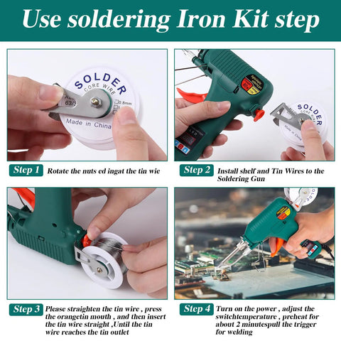 Step-by-step guide using 80W Soldering Gun Kit With Adjustable 180 To 520 C Temperature, LED Digital Display, Auto Tin Soldering Kit