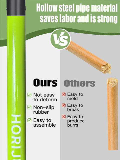 Comparison of fiberglass and wooden handles for Heavy Duty Garden Fork With Four Tines, 45 Inch Pitchfork For Yard Work, Dirt Turning And Composting