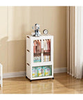 Portable Foldable Wardrobe Closet Organizer Sturdy Fabric Clothes Storage Cabinet with clothes and toys in a bedroom.