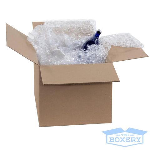 Open box with 24 Inch By 65 Foot Bubble Roll With Half Inch Large Bubbles, Perforated Cushioning Wrap Packing Fragile Items
