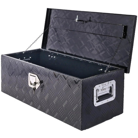 Straight Shooting Beefy 40 Gallon Parts Washer In Steel Blue With Powder Coated Steel Frame showing open storage compartment with chain.