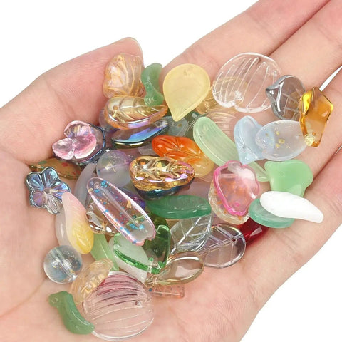 Handcrafted Lampwork Glass Beads Mixed Leaf And Floral Millefiori Spacer For Jewelry Making Hairpin Diy Craft Supply 42G Pack Add Some Style To Your Creations Super Sparkly And Easy To String