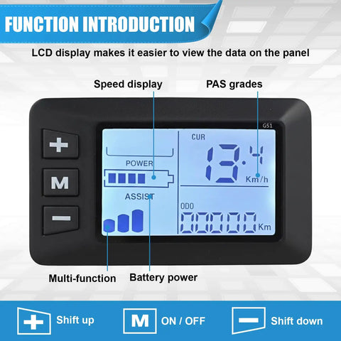 Five Pin LCD Color Display Controller For Electric Bikes And Scooters, Plug And Play Setup, Compatible With 24V 36V 48V Systems, Wireless Speedometer And Odometer Monitor, Waterproof Connector, Easy Install E Bike Control Panel