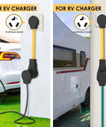 Heavy Duty Nema 10 30P To 14 50R Ev Charger Adapter With 8 Gauge Wire For Tesla And Rv Hookup with EV and RV connections.