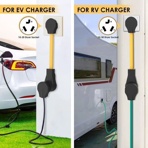 Heavy Duty Nema 10 30P To 14 50R Ev Charger Adapter With 8 Gauge Wire For Tesla And Rv Hookup with EV and RV connections.