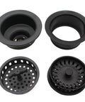 Go-To Wing Nut Kitchen Sink Basket Strainer and Waste Disposal Flange Combo Pack Large 3-1/2 Inch Matte Black Finish with 4-3/8 Inch Rim