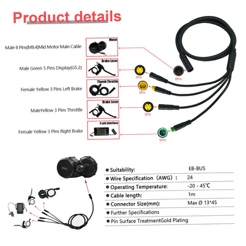 Ebike Controller Kit With Waterproof Wiring Harness for Display Brake and Thumb Throttle Conversion Electric Bike Accessories