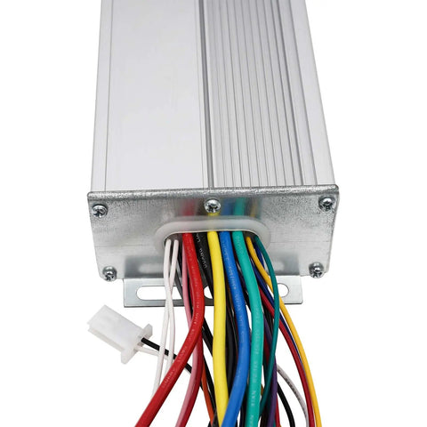 48V 500W Brushless Motor Kit For Trikes And Rickshaws DIY Pedicab Conversion With Controller LED Light And Lock Beefy Heavy Duty 661.39 Lbs Load Capacity Ready To Ride. silver metal controller with multicolor wires and mounting bracket