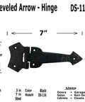 7 Inch Beveled Arrow Decorative Black Hinges For Doors Gates Cabinets Barn Closets Heavy Duty Cast Iron Hardware