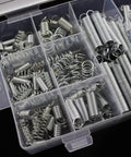 Heavy Duty Steel Wire Extension Spring Replacement Kit, 200 Piece Spring Assortment With Zinc Plated Coils in plastic case