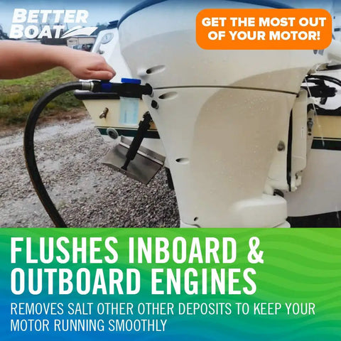 All-In-One Boat Engine Flush And Soap Sprayer Kit For Salt Removal, Hose End Mixer For Outboards And I O, Easy Spray Adapter For Car Cleaning With Premium Firehose Nozzle