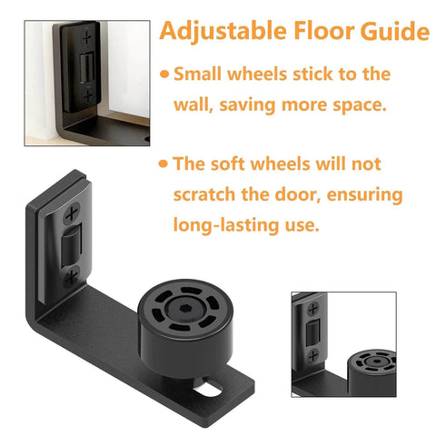 Heavy Duty Floor Guide For Sliding Barn Doors With Double Wheel Bottom Roller Wall Mount System No Punching Required Black 1 Pack