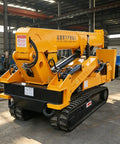 Legit Portable Hydraulic Crawler Crane With Handheld Remote, Compact Fold Away Electric Warehouse Lift For Glass And Steel Installation rear view.