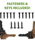 Heavy Duty Black Zinc Diecast Metal Gravity Latch With Key Lock And Keyed Alike Design keys and fasteners included for installation.