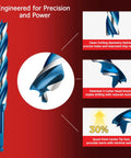 Ultra Long 1 Inch Wood Auger Drill Bit With A 3 Flute Cutting Head For Faster Cleaner Holes In Wood, 12 Inch Length And 3 Eighth Inch Shank, High Carbon Steel Pro Grade With Protective Storage Tube Keewaki shown with cutting head detail.