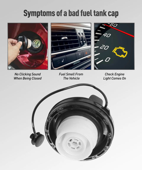 Universal Gas Cap With Tight Seal Durable ABS Plastic Fuel Filler Cap With Rubber Seal For Car Fuel Tank Replacement Automotive Accessory Compatible With OEM GT360 22921365, black ABS fuel cap