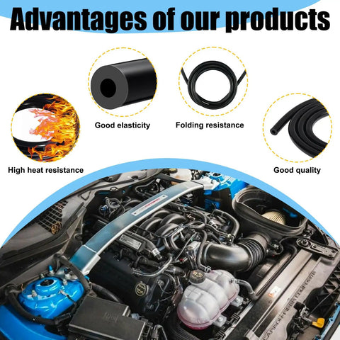 Automotive engine bay with Universal Silicone Vacuum Hose 10 Ft Long, 5/32 Inch ID, high heat resistance demonstration