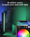 Smart Play Light Bar Base Kit For Immersive Gaming And TV Ambiance Dope White And Color Ambiance LED next to phone app