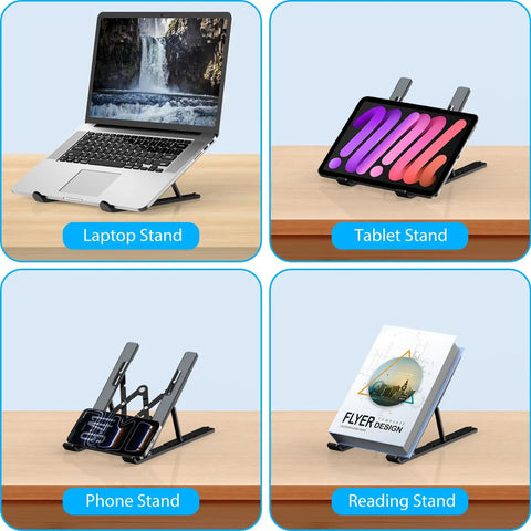 Game Changing Adjustable Laptop Stand With Ergonomic Elevation For A Comfortable Desk Setup used for laptops, tablets, phones, and books