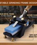 Heavy Duty Chisel Sharpening Jig Locking Fixed Angles For Razor Sharp Edges Dead On Target Every Time with metal base and angle clamp.