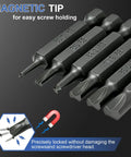 Top Shelf Heavy Duty Six Piece Type G Clutch Bits Set Featuring 1/4 Inch Hex Shank S2 Steel Magnetic Driver Bits, showcasing magnetic tips.
