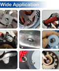 Stainless Steel Circlip Retaining Ring Assortment Kit in use on various mechanical assemblies, showcasing wide application.