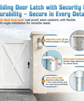 Updated Aluminum Alloy Patio Sliding Door Loop Lock For 90 And 180 Degree U Track Latch installed on white fence gate