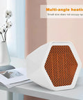 Compact 600W Ceramic Space Heater For Office And Home Hot In No Time Ultra Quiet Mini Desk Heater For Indoor Use Energy Efficient Portable Heater For Small Rooms Bedroom Or Bathroom White on desk.