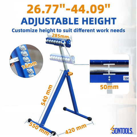 Knockout 3 In 1 Roller Stand For Woodworking Built With Swiveling Ball Casters And Heavy Duty Steel Supports Provides A Rock Solid 132 Lb Load Capacity For Gliding Like Butter Material Feeding And Dead Firm Table Saw Operation