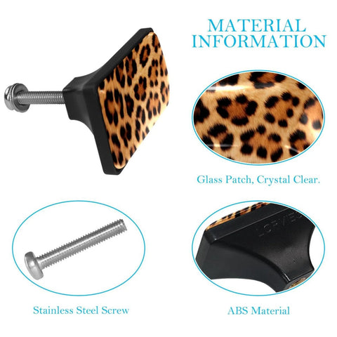 Rectangular Black Drawer Pulls With Screws For Cabinets Bookcase Drawers And Dressers Leopard Print ABS Glass Durable Easy Install