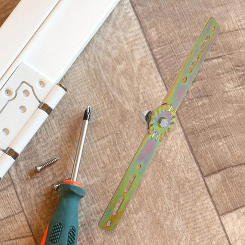 Heavy Duty Adjustable Angle Sofa Hinge With Automatic Reset Function For Bed Cabinet And Recliner Gear, shown with screwdriver