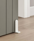 Four Pack Closet Door Floor Guides For Universal Sliding Doors, bottom mounted, white ABS, installed on 1-3/8 inch door