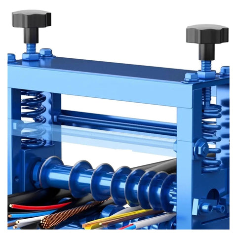 Close-up of Top Rated Fully Automatic Cable Stripper Machine Multi Function Electric Wire Stripper parts and mechanism.