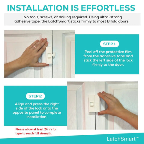 Installation guide for Rock Solid Bifold Door Lock Kit That Keeps Kiddos And Fur Babies Out Of Trouble While Blocking Finger Pinch Hazards Through A Slick Auto Click Design For Parents Dead Set On Creating Super Safe Family Habits Daily.