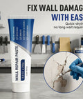 Wall Repair Paste Kit With Scraper And Nozzle Extender, Two 250g Tubes Quick Dry Mending Paste For Holes And Cracks displayed in workshop