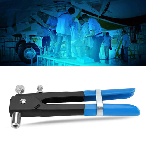 Heavy Duty M3 To M8 Rivet Nut Tool Kit With Ergonomic Steel Handle And Durable Aluminum Alloy Body Perfect For Auto, Boat, Trailer Repair Or Custom Furniture Build Projects That Need Solid Fastening Power Today., blue handled rivet nut tool with steel mandrels