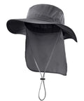 UPF50+ Mesh Sun Hat With Wide Brim And Neck Flap For All Day Comfort Breathable Quick Dry Polyester Nylon Lightweight Fishing Hat With Adjustable Chin Strap Big Head Friendly Dark Gray