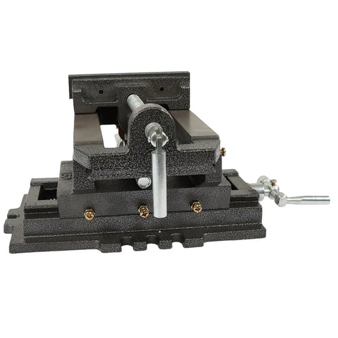 6 Inch Drill Press Vise XY Clamp Machining Jig for Metal and Wood Milling, Beefy Heavy Duty Cross Slide, Two Way Travel, Cast Iron Construction, Precision Milling and Drilling Clamp for Home Shop front view