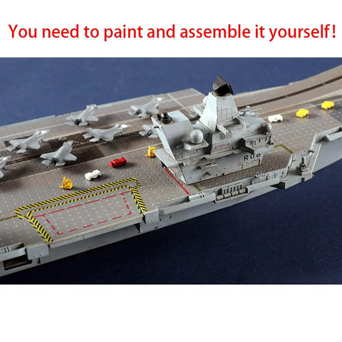 Killer Detail Queen Elizabeth Aircraft Carrier Plastic Model Kit 1 700 Scale 380 Plus Pieces Static Assembly DIY building set close-up showing assembly details.
