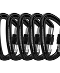 Set of five Rock Solid Locking Carabiner with Screw Gate and Keylock Nose Design crafted from 7075 aluminum alloy.