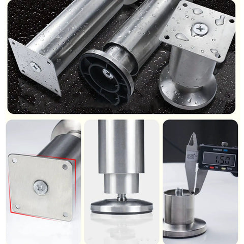 Heavy Duty Stainless Steel Furniture Legs Set Of 4 With Screws, Adjustable Feet For Sofa, TV Stand, Bed, And Desk display