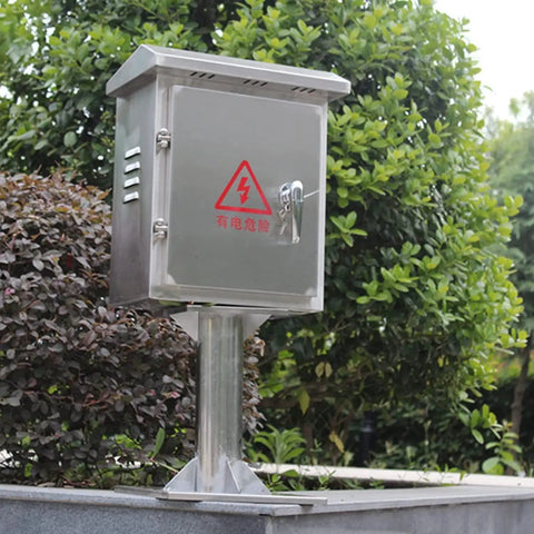 Outdoor IP67 Waterproof Stainless Steel Floor Mounted Electrical Junction Box Enclosure For Outdoor Use Beefy 50 Cm Height Distribution Box mounted on post outdoors