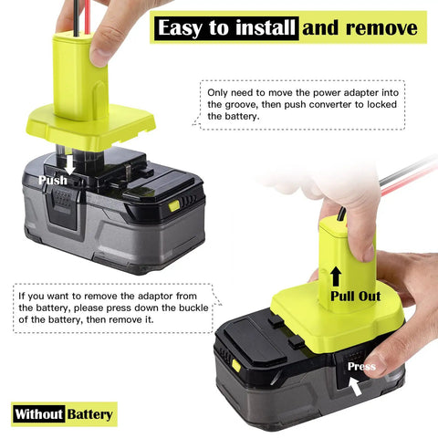 How to use the Two Pack Power Wheel Adapter For 18V Battery Conversion Kit with fuses and 12AWG wire terminals for RC cars and robotics.