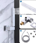 Two Settings Handheld Sprayer High Pressure Shower Head With 59 Inch Flexible Hose Square 2 In 1 Model Solid Brass Adjustable Kit