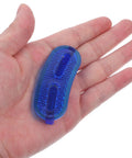 Close-up of a blue reflector from 20 Pack Bike Wheel Reflectors For Spokes, Compact Replaceable Reflective Signs, 2.59 X 1.02 X 0.19 Inches.