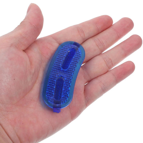 Close-up of a blue reflector from 20 Pack Bike Wheel Reflectors For Spokes, Compact Replaceable Reflective Signs, 2.59 X 1.02 X 0.19 Inches.