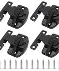 Bulletproof Four Piece Black Metal Table Locks Heavy Duty Desktop Securing Hardware Galvanized Steel Furniture Mounting Brackets With Screws set with screws for desk anchoring.